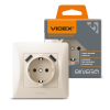 Розетка одинарна із заземленням та 2USB кремова VIDEX BINERA - фото 