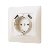 Розетка одинарна із заземленням та 2USB кремова VIDEX BINERA - фото №3
