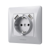 Розетка одинарна із заземленням та 2USB срібний шовк VIDEX BINERA - фото №3