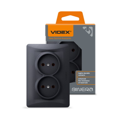 Double socket black graphite VIDEX BINERA