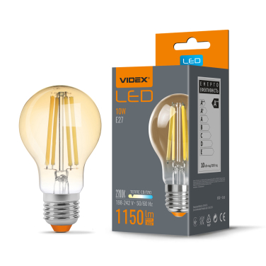 LED lamp VIDEX Filament A60FA 10W E27 2200K bronze