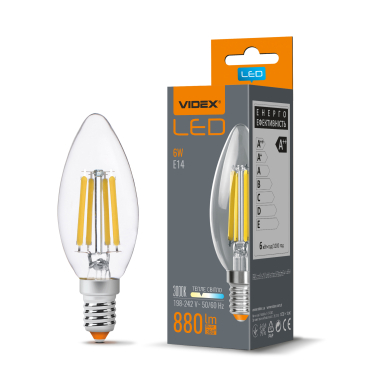 LED lamp VIDEX Filament C37F 6W E14 3000K 