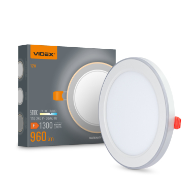 LED Recessed Downlight with decorative ambient light VIDEX DL4R 12W+4W 5000K+2700K 220V - photo