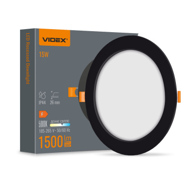 LED Luminaire Back recessed round VIDEX 15W 5000K Black - photo