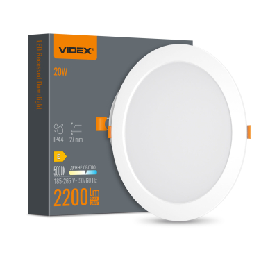 LED світильник Back вбудований круглий VIDEX 20W 5000K - фото