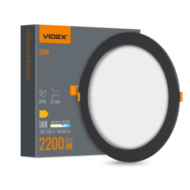 LED світильник Back вбудований круглий VIDEX 20W 5000K Black - фото