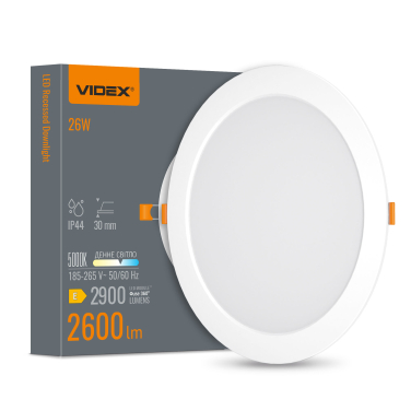 LED світильник Back вбудований круглий VIDEX 26W 5000K - фото
