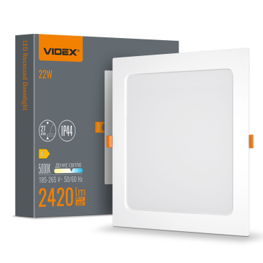 LED recessed square luminaire Back VIDEX 22W 5000K - photo