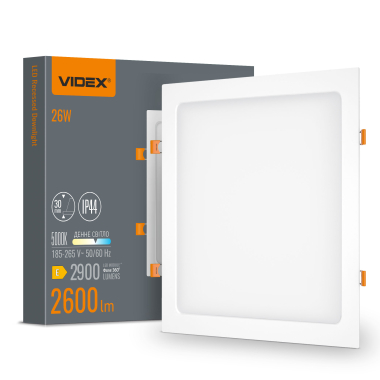 LED recessed square luminaire Back VIDEX 26W 5000K - photo