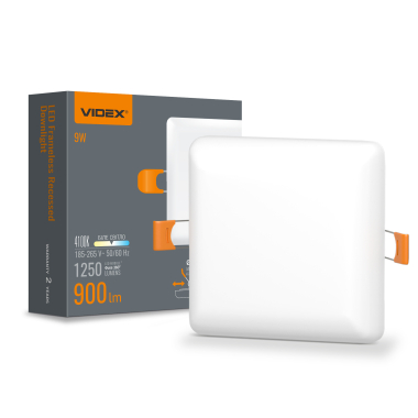 LED світильник безрамковий квадратний VIDEX 9W 4100K - фото