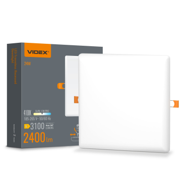 LED світильник безрамковий квадратний VIDEX 24W 4100K - фото