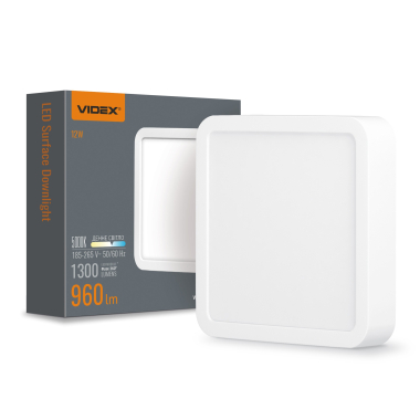 LED Світильник накладний квадрат VIDEX 12W 5000K White - фото