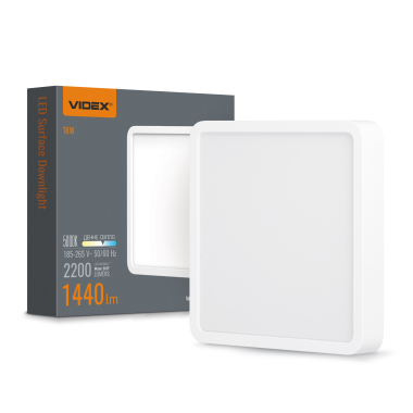 LED Світильник накладний квадрат VIDEX 18W 5000K White - фото