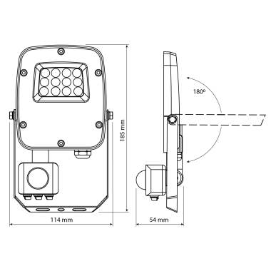LED Floodlight VIDEX F5 10W 3000-5000-6500K with motion sensor 230V White (VL-F5-010CW-S) - photo №18