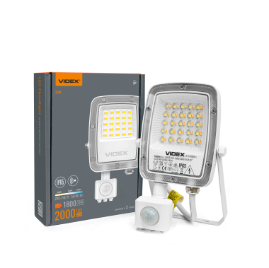 LED Floodlight VIDEX F5 20W 3000-5000-6500K with motion sensor 230V White (VL-F5-020CW-S) - photo