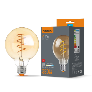LED лампа VIDEX Filament G95FASD 5W E27 2200K дімерна бронза - фото