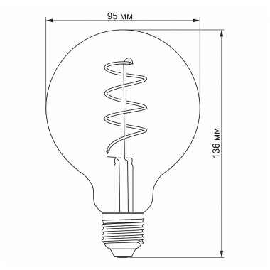 LED лампа VIDEX Filament G95FASD 5W E27 2200K дімерна бронза - фото №4