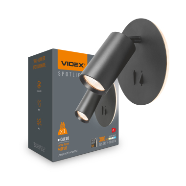 Wall-mounted Spot Luminaire VIDEX SPF24E for GU10 Black - photo