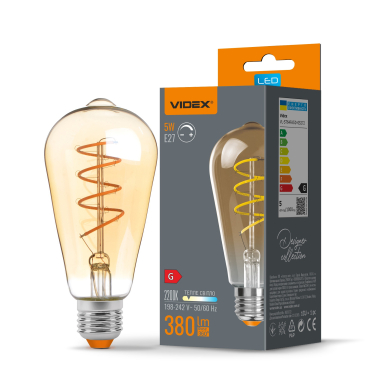 LED лампа VIDEX Filament ST64FASD 5W E27 2200K дімерна бронза - фото