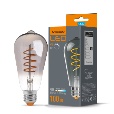 LED лампа VIDEX Filament ST64FGD 4W E27 2100K дімерна графіт