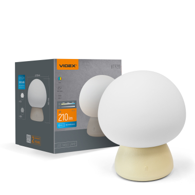 LED лампа настiльна з акумулятором VIDEX VL-TF26BG 4W 3000-6500K+RGB Beige - фото