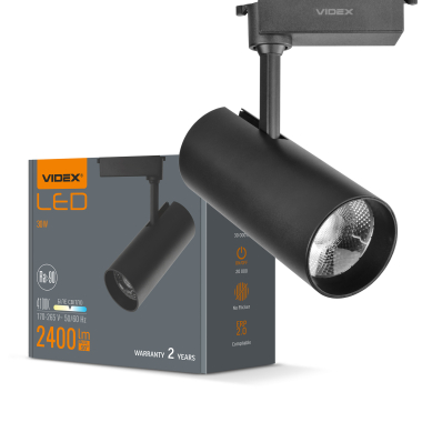 LED світильник трековий VIDEX 30W 4100K чорний - фото