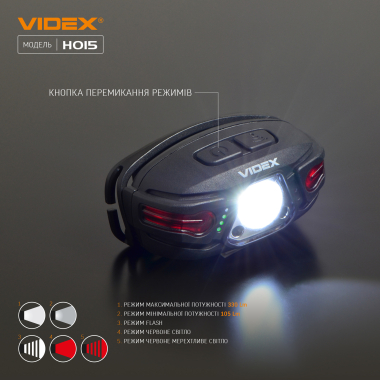 LED headlamp H015 VIDEX 330Lm 5000K - photo №7