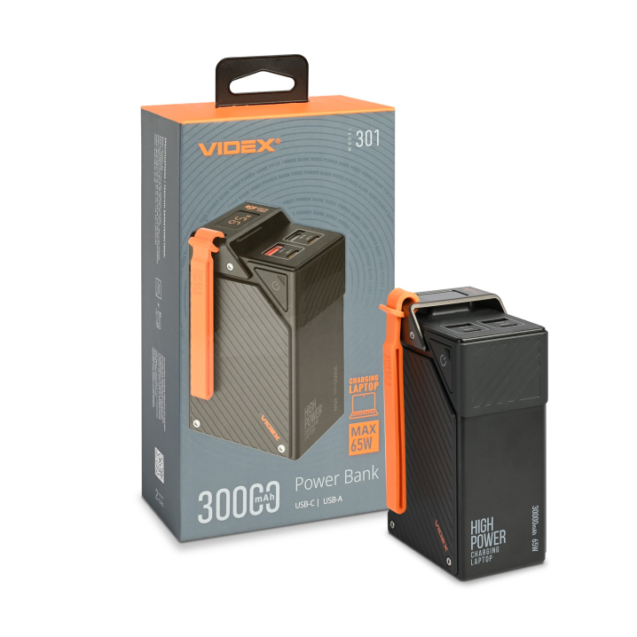 Повербанк 30000mAh VIDEX VPB-301 65W PD65W Black - фото
